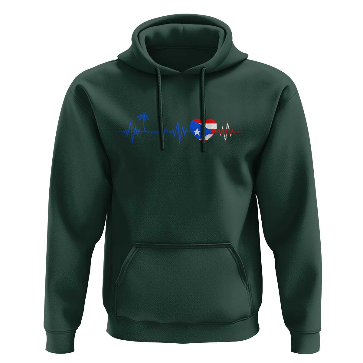 Puerto Rico Flag Hoodie Heartbeat EKG Pulse Boricua Pride Summer Beach - Wonder Print Shop