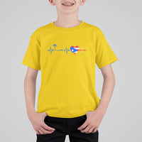 Puerto Rico Flag T Shirt For Kid Heartbeat EKG Pulse Boricua Pride Summer Beach - Wonder Print Shop