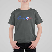 Puerto Rico Flag T Shirt For Kid Heartbeat EKG Pulse Boricua Pride Summer Beach - Wonder Print Shop