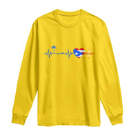 Puerto Rico Flag Long Sleeve Shirt Heartbeat EKG Pulse Boricua Pride Summer Beach - Wonder Print Shop