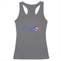 Puerto Rico Flag Racerback Tank Top Heartbeat EKG Pulse Boricua Pride Summer Beach - Wonder Print Shop