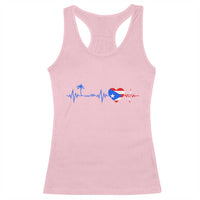 Puerto Rico Flag Racerback Tank Top Heartbeat EKG Pulse Boricua Pride Summer Beach - Wonder Print Shop