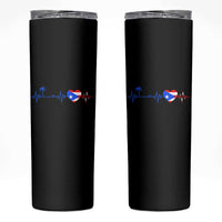 Puerto Rico Flag Skinny Tumbler Heartbeat EKG Pulse Boricua Pride Summer Beach - Wonder Print Shop