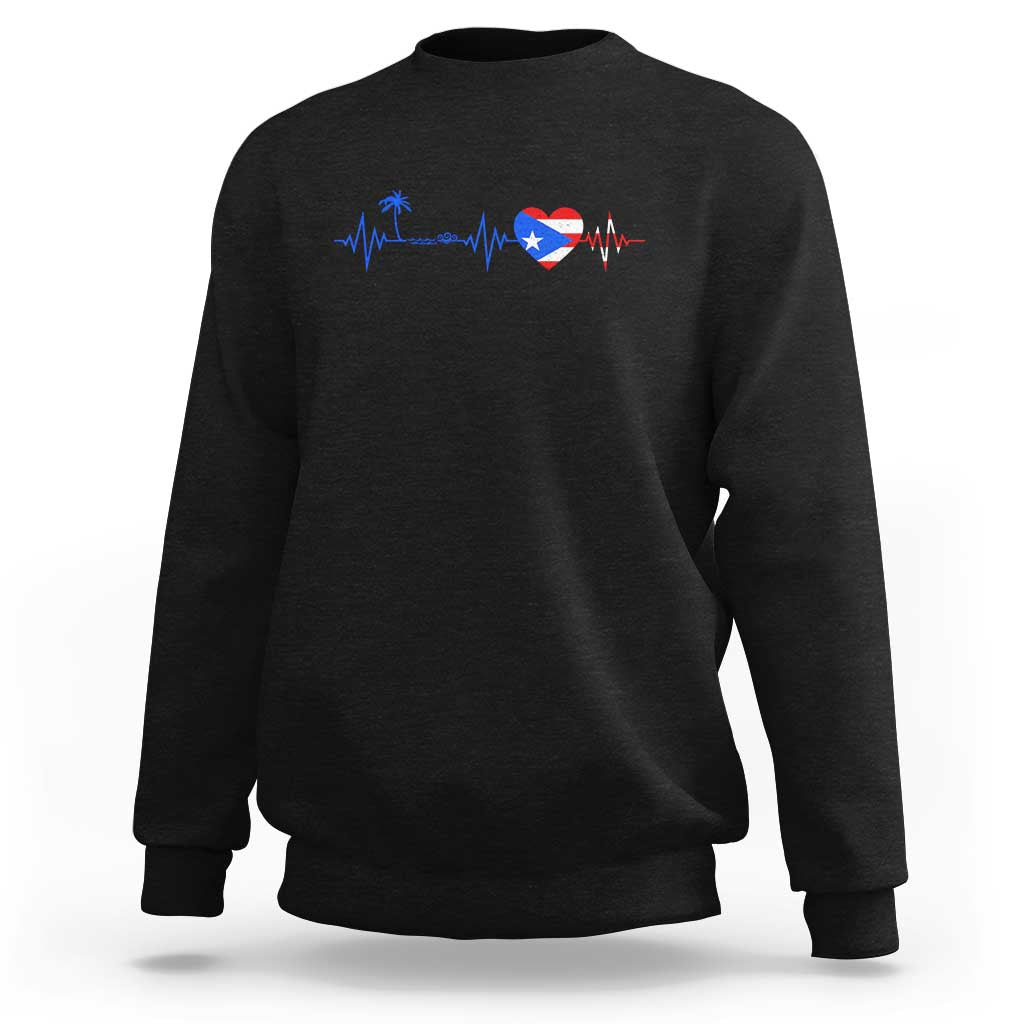 Puerto Rico Flag Sweatshirt Heartbeat EKG Pulse Boricua Pride Summer Beach - Wonder Print Shop