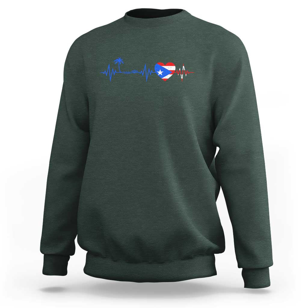 Puerto Rico Flag Sweatshirt Heartbeat EKG Pulse Boricua Pride Summer Beach - Wonder Print Shop