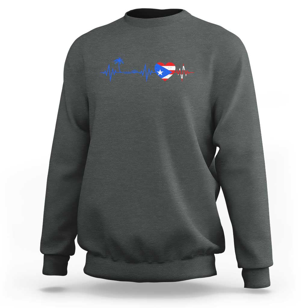 Puerto Rico Flag Sweatshirt Heartbeat EKG Pulse Boricua Pride Summer Beach - Wonder Print Shop