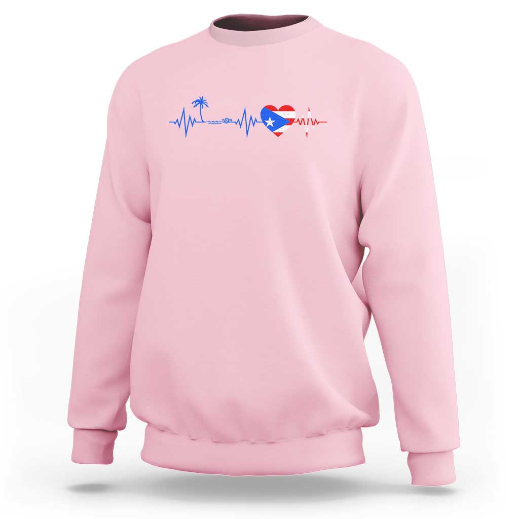 Puerto Rico Flag Sweatshirt Heartbeat EKG Pulse Boricua Pride Summer Beach - Wonder Print Shop