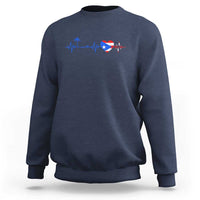 Puerto Rico Flag Sweatshirt Heartbeat EKG Pulse Boricua Pride Summer Beach - Wonder Print Shop