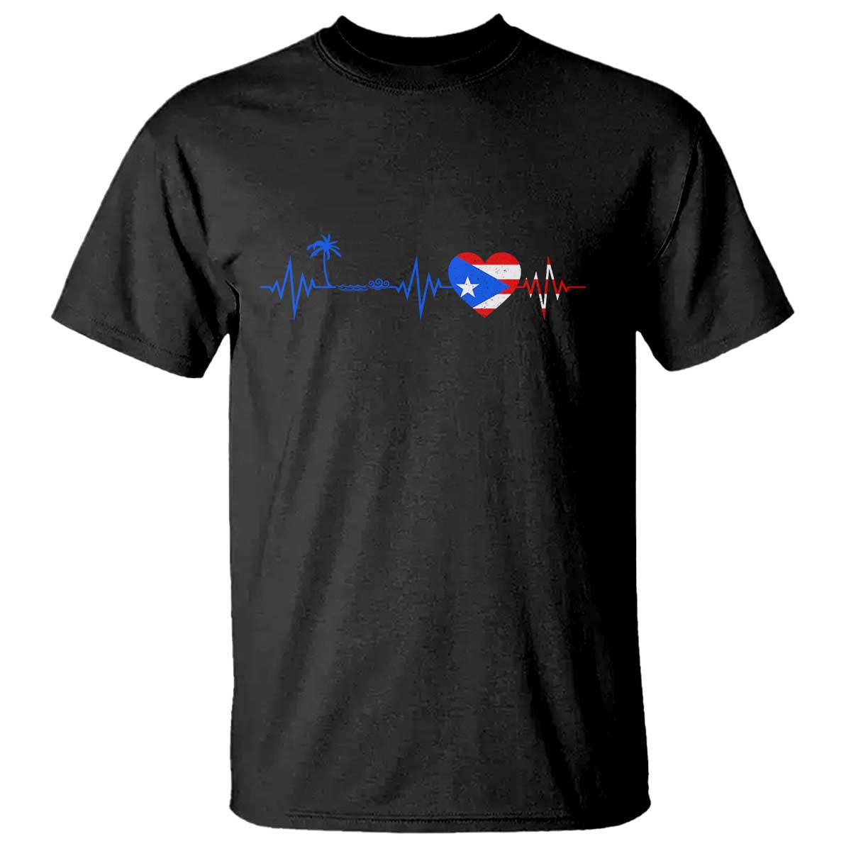 Puerto Rico Flag T Shirt Heartbeat EKG Pulse Boricua Pride Summer Beach - Wonder Print Shop