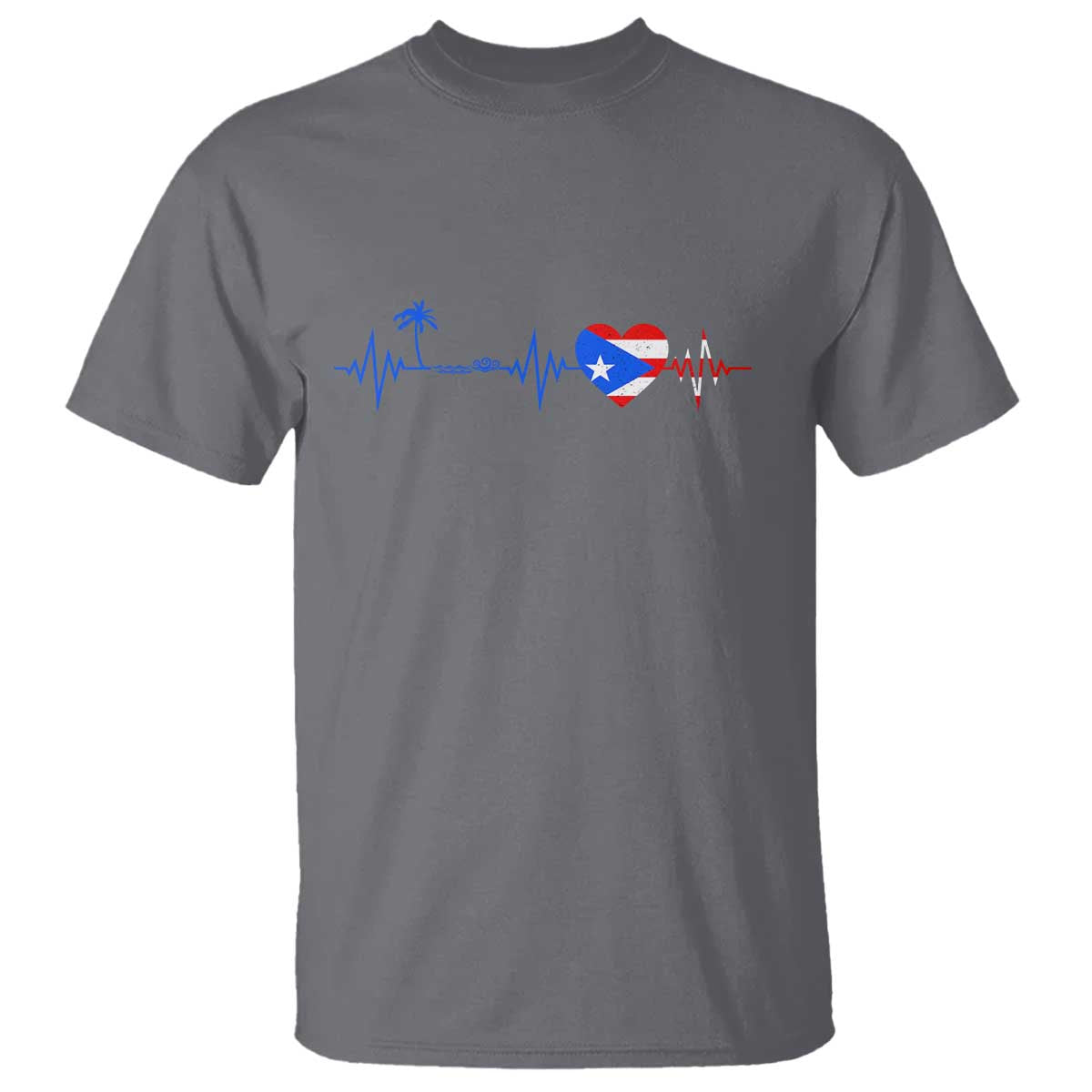 Puerto Rico Flag T Shirt Heartbeat EKG Pulse Boricua Pride Summer Beach - Wonder Print Shop
