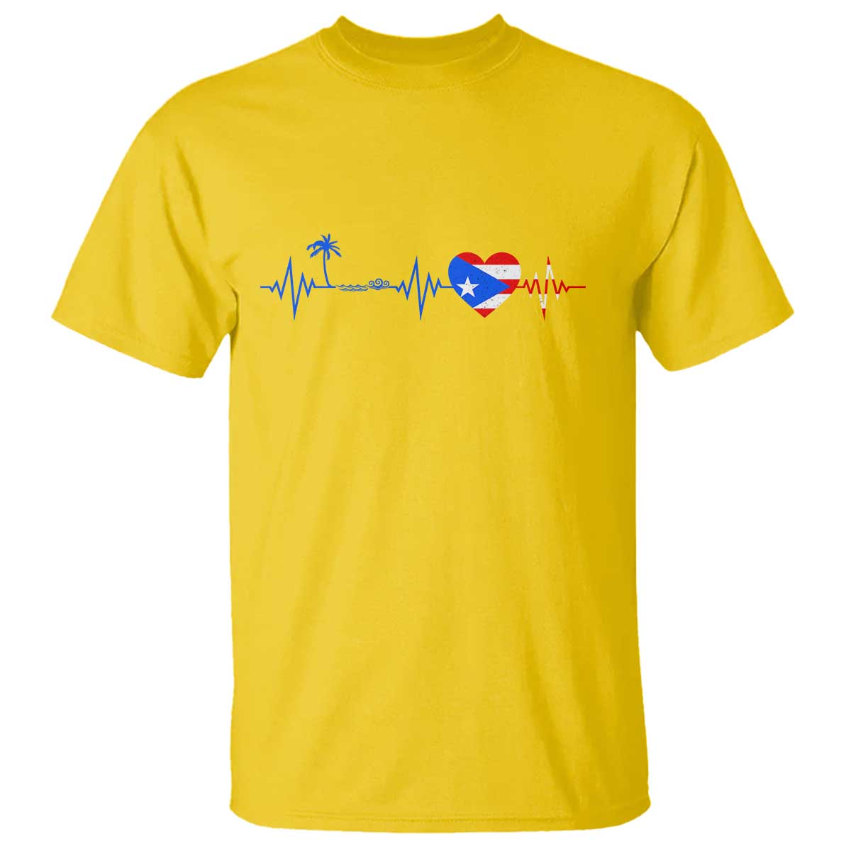 Puerto Rico Flag T Shirt Heartbeat EKG Pulse Boricua Pride Summer Beach - Wonder Print Shop
