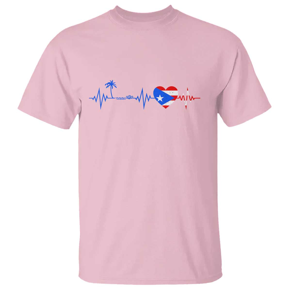 Puerto Rico Flag T Shirt Heartbeat EKG Pulse Boricua Pride Summer Beach - Wonder Print Shop