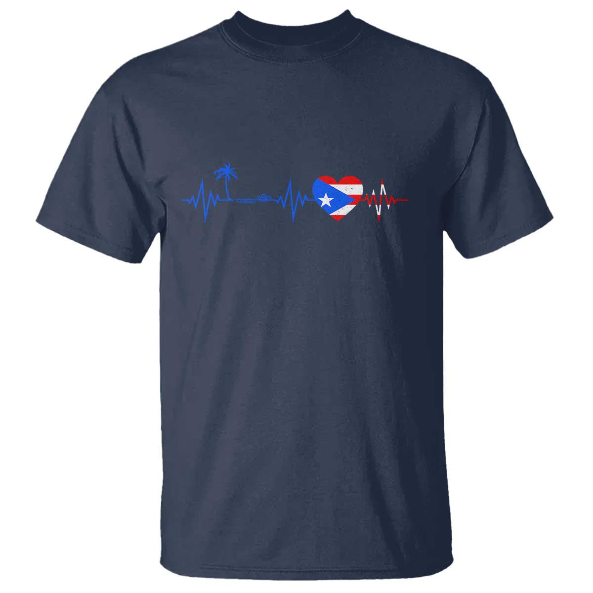 Puerto Rico Flag T Shirt Heartbeat EKG Pulse Boricua Pride Summer Beach - Wonder Print Shop
