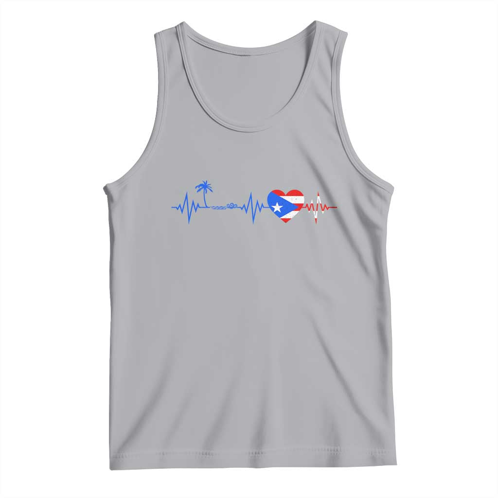 Puerto Rico Flag Tank Top Heartbeat EKG Pulse Boricua Pride Summer Beach - Wonder Print Shop