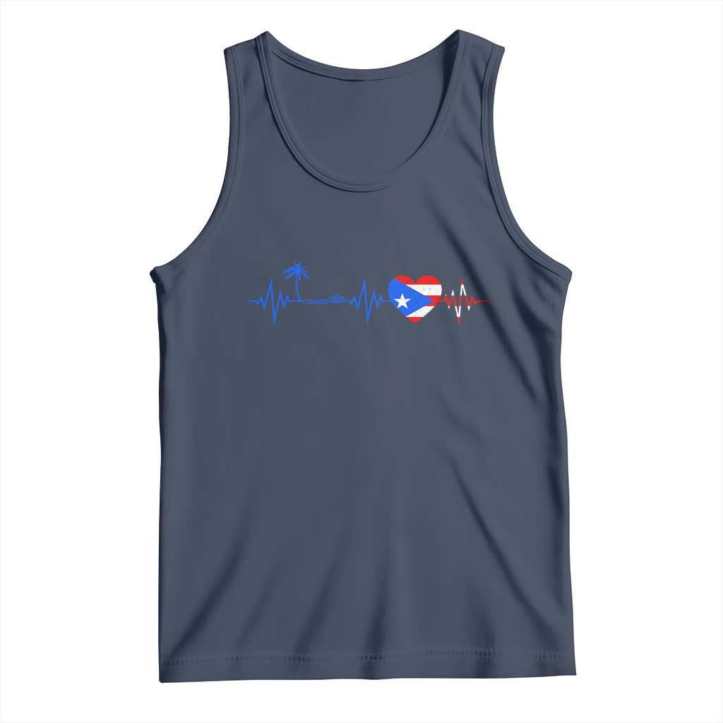 Puerto Rico Flag Tank Top Heartbeat EKG Pulse Boricua Pride Summer Beach - Wonder Print Shop
