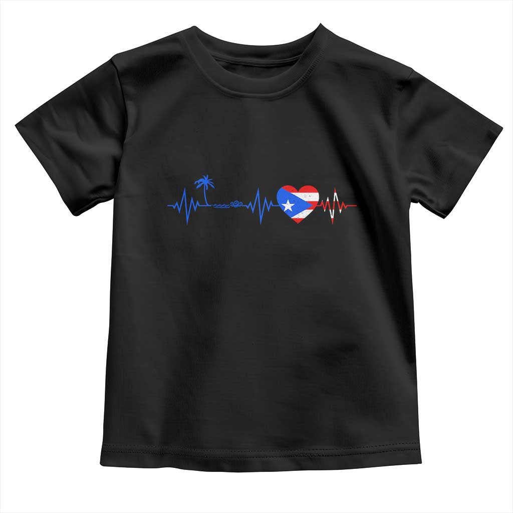 Puerto Rico Flag Toddler T Shirt Heartbeat EKG Pulse Boricua Pride Summer Beach - Wonder Print Shop