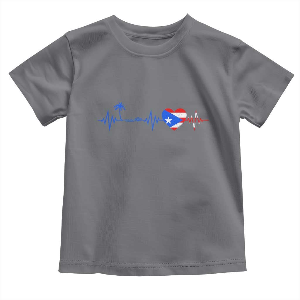 Puerto Rico Flag Toddler T Shirt Heartbeat EKG Pulse Boricua Pride Summer Beach - Wonder Print Shop