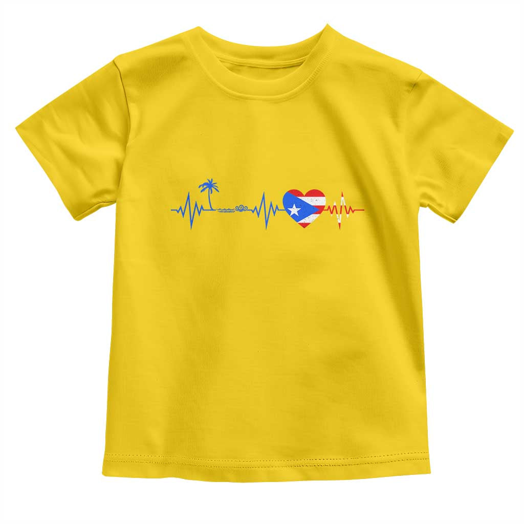Puerto Rico Flag Toddler T Shirt Heartbeat EKG Pulse Boricua Pride Summer Beach - Wonder Print Shop