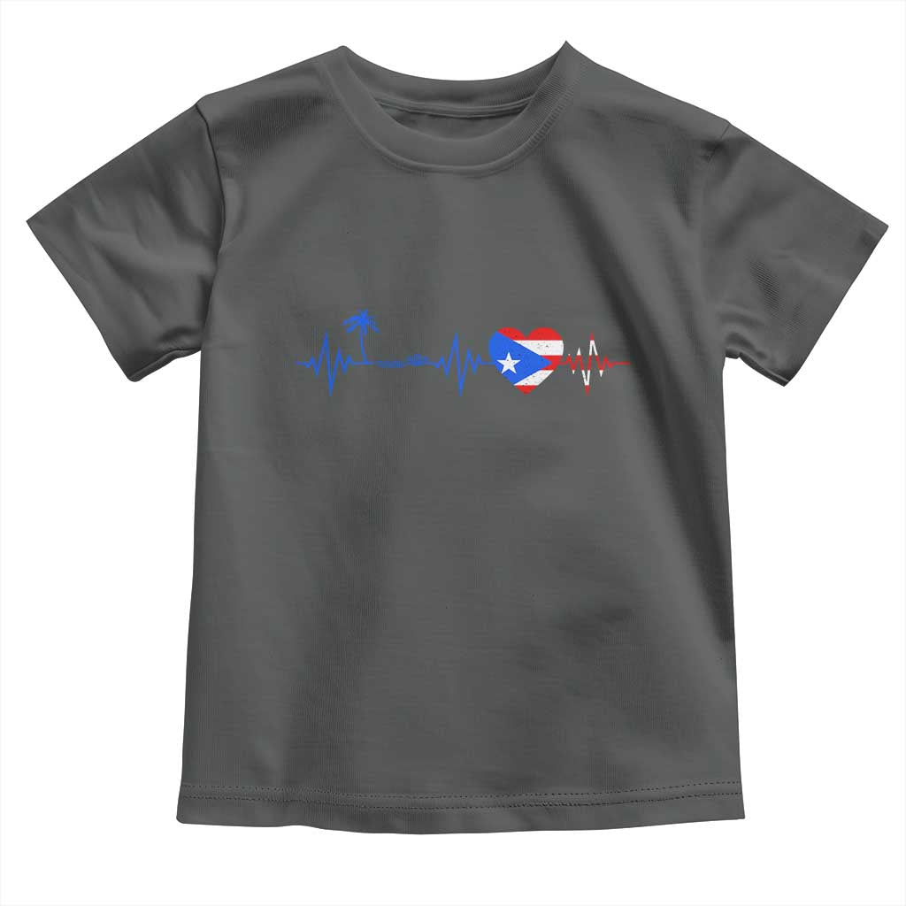 Puerto Rico Flag Toddler T Shirt Heartbeat EKG Pulse Boricua Pride Summer Beach - Wonder Print Shop