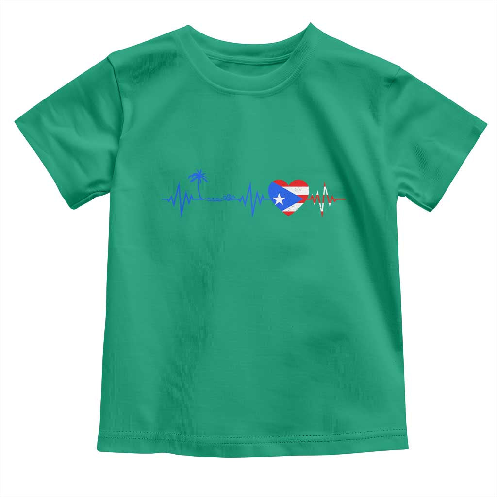 Puerto Rico Flag Toddler T Shirt Heartbeat EKG Pulse Boricua Pride Summer Beach - Wonder Print Shop