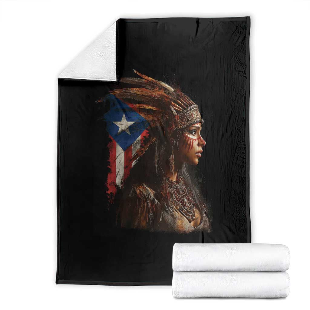 Puerto Rico Taino Warrior Woman Throw Blanket Boricua Pride
