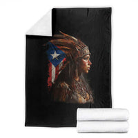 Puerto Rico Taino Warrior Woman Throw Blanket Boricua Pride