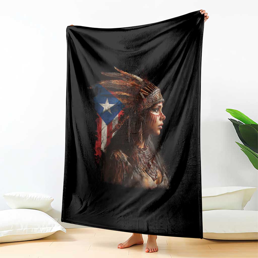 Puerto Rico Taino Warrior Woman Throw Blanket Boricua Pride