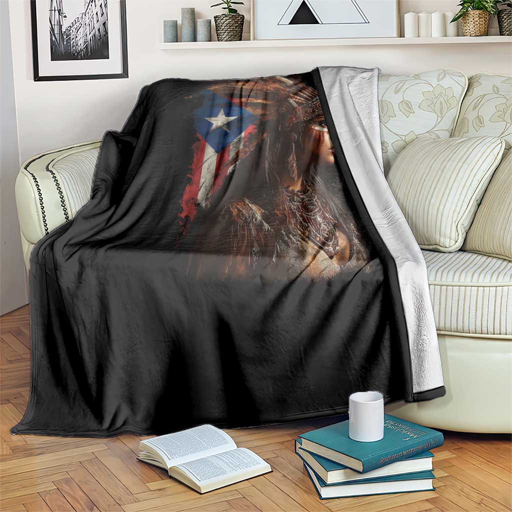 Puerto Rico Taino Warrior Woman Throw Blanket Boricua Pride