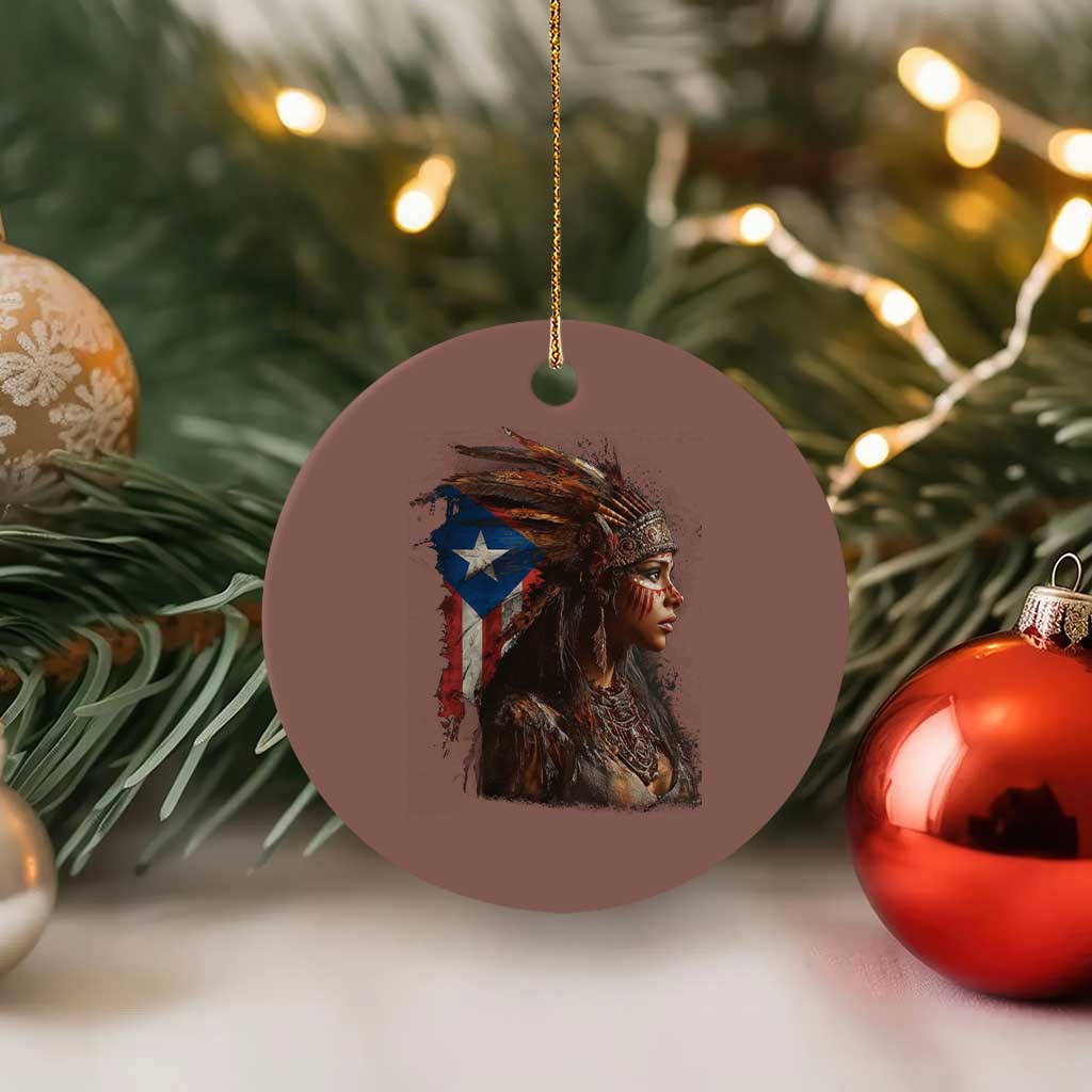 Puerto Rico Taino Warrior Woman Ceramic Ornament Boricua Pride