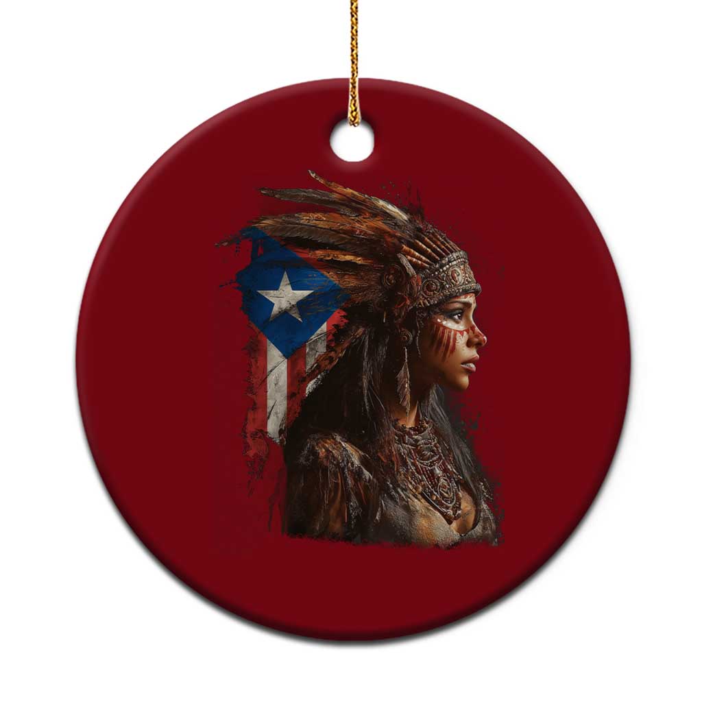 Puerto Rico Taino Warrior Woman Ceramic Ornament Boricua Pride