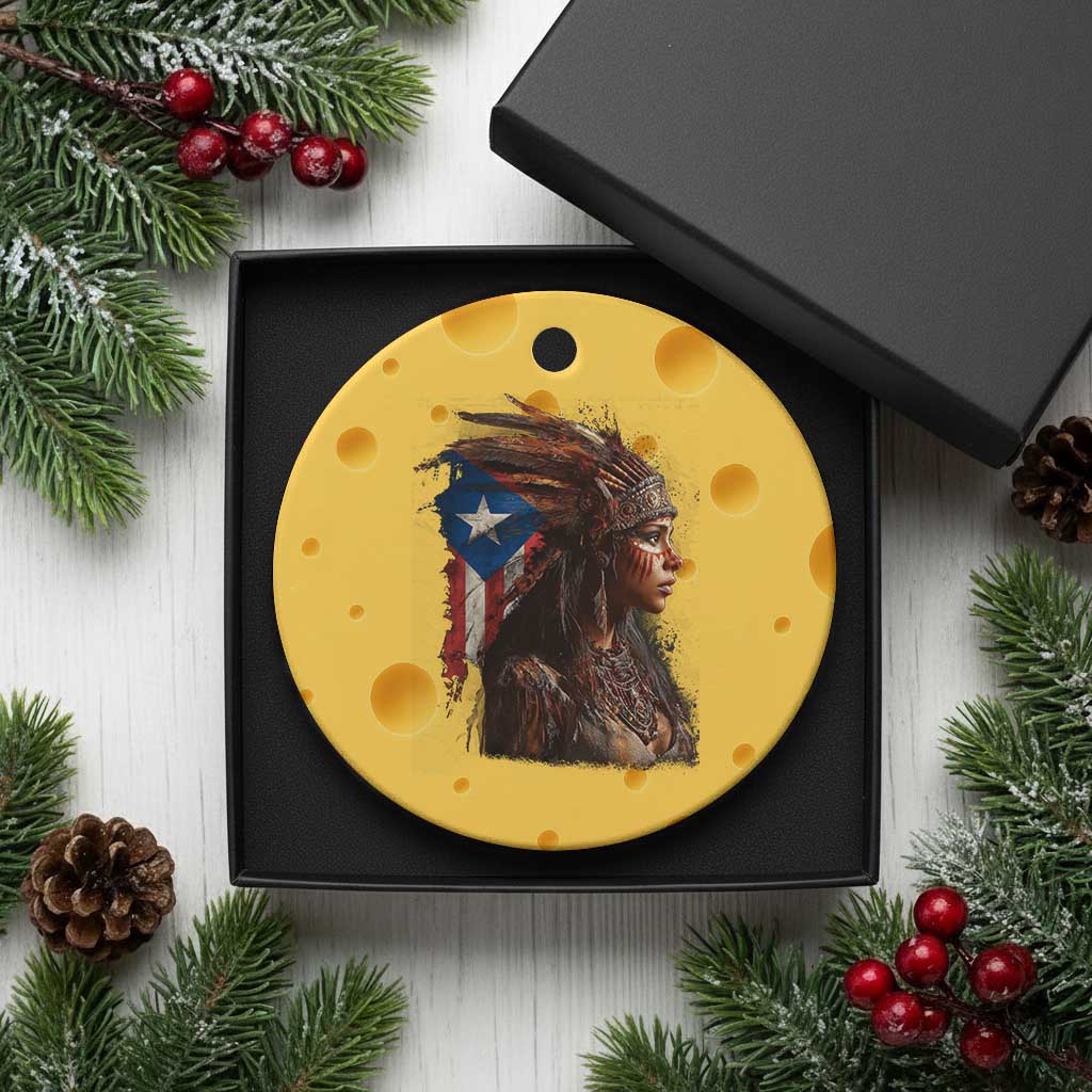 Puerto Rico Taino Warrior Woman Ceramic Ornament Boricua Pride