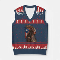 Puerto Rico Taino Warrior Woman V-Neck Knit Sweater Vest Boricua Pride