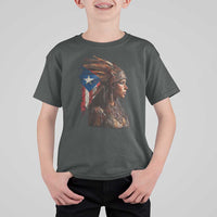 Puerto Rico Taino Warrior Woman T Shirt For Kid Boricua Pride