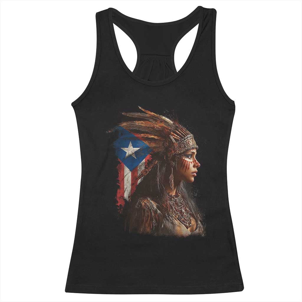 Puerto Rico Taino Warrior Woman Racerback Tank Top Boricua Pride