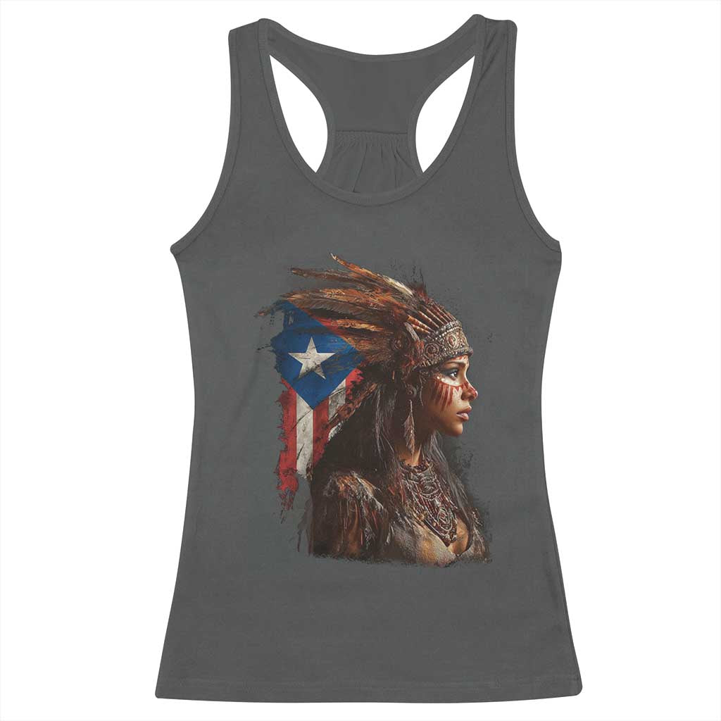 Puerto Rico Taino Warrior Woman Racerback Tank Top Boricua Pride