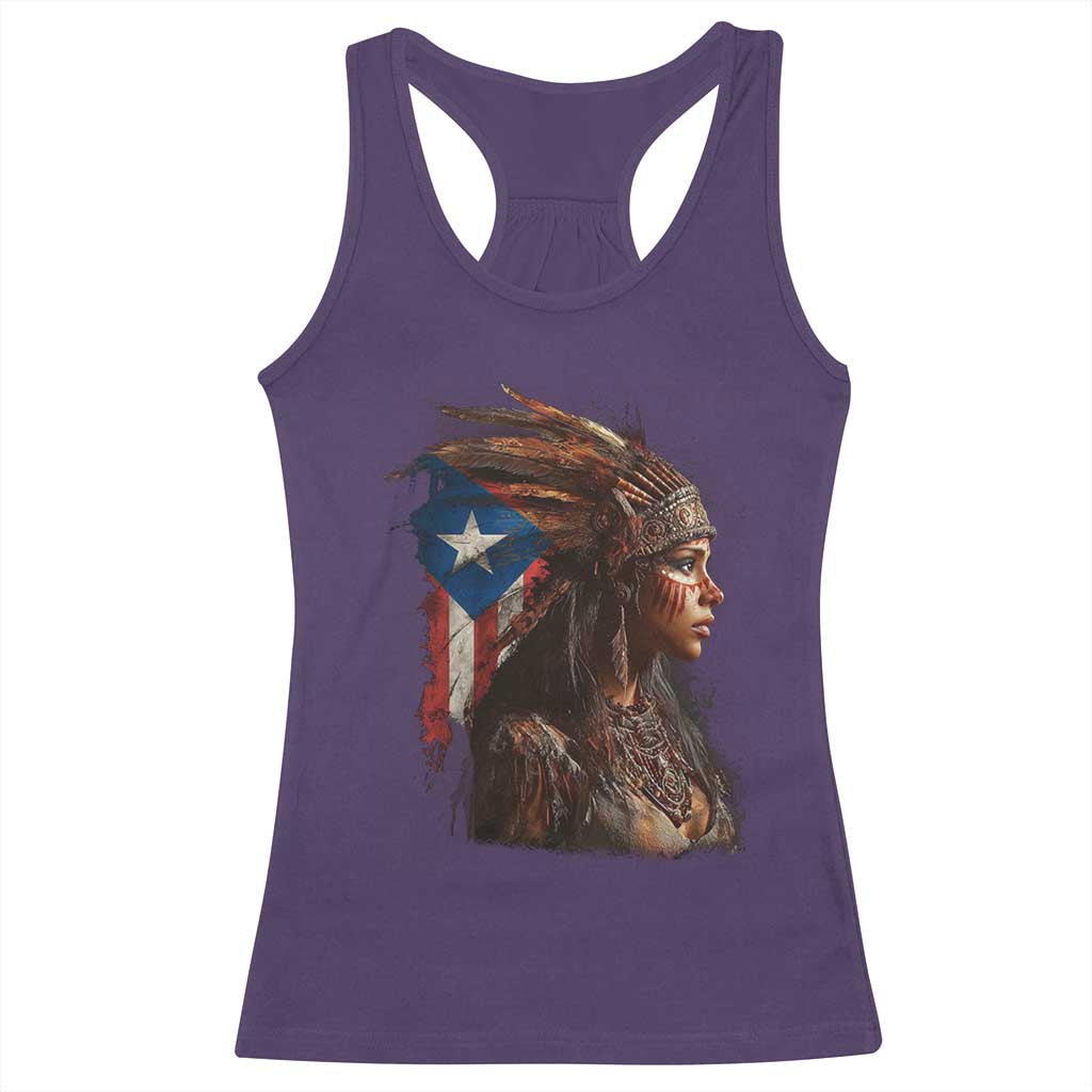 Puerto Rico Taino Warrior Woman Racerback Tank Top Boricua Pride