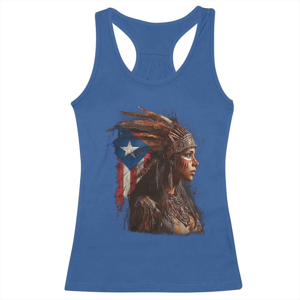 Puerto Rico Taino Warrior Woman Racerback Tank Top Boricua Pride
