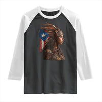 Puerto Rico Taino Warrior Woman Raglan Shirt Boricua Pride