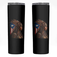 Puerto Rico Taino Warrior Woman Skinny Tumbler Boricua Pride
