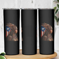 Puerto Rico Taino Warrior Woman Skinny Tumbler Boricua Pride
