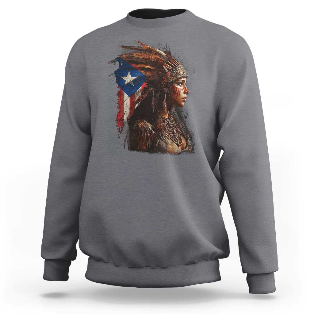 Puerto Rico Taino Warrior Woman Sweatshirt Boricua Pride