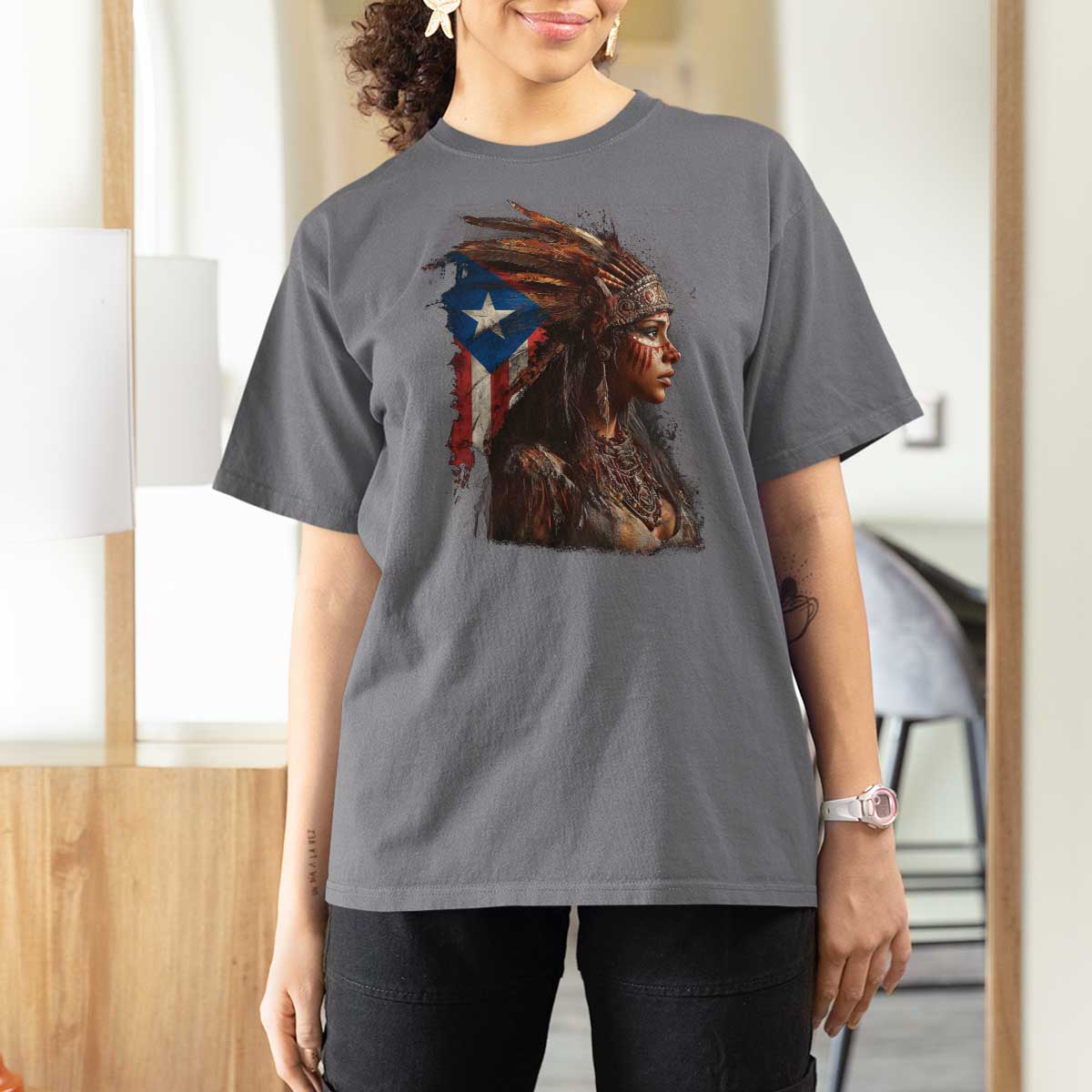Puerto Rico Taino Warrior Woman T Shirt For Women Boricua Pride