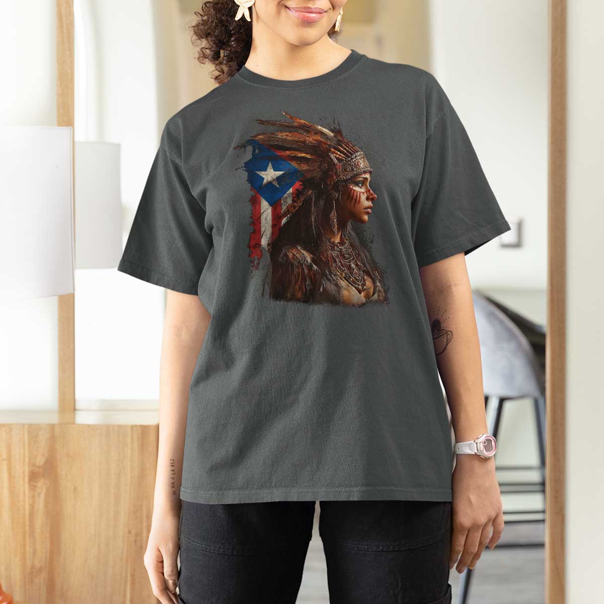 Puerto Rico Taino Warrior Woman T Shirt For Women Boricua Pride