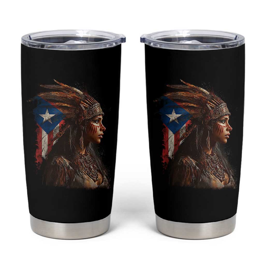 Puerto Rico Taino Warrior Woman Tumbler Cup Boricua Pride