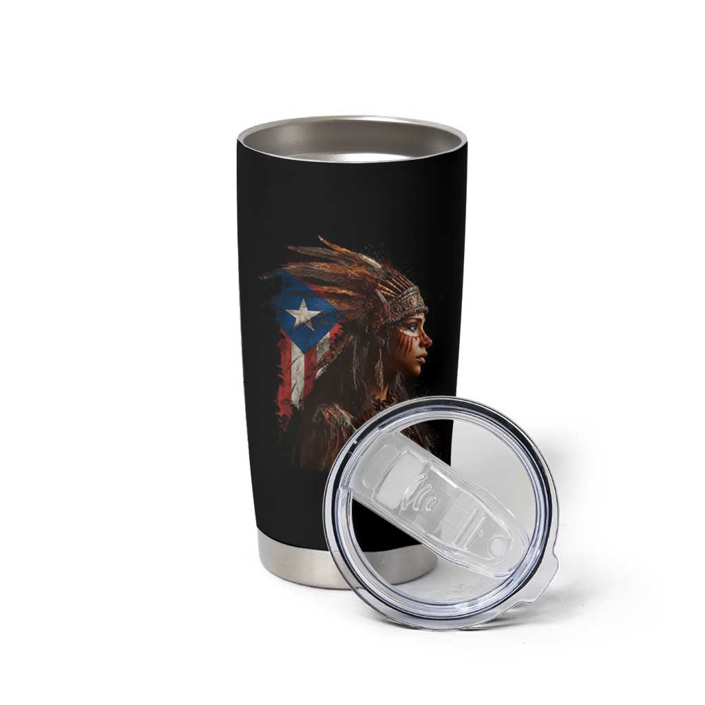Puerto Rico Taino Warrior Woman Tumbler Cup Boricua Pride
