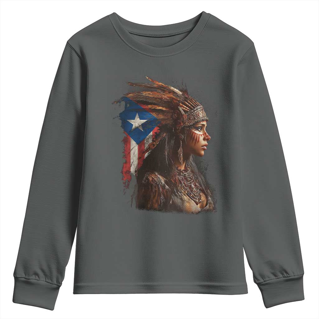 Puerto Rico Taino Warrior Woman Youth Sweatshirt Boricua Pride