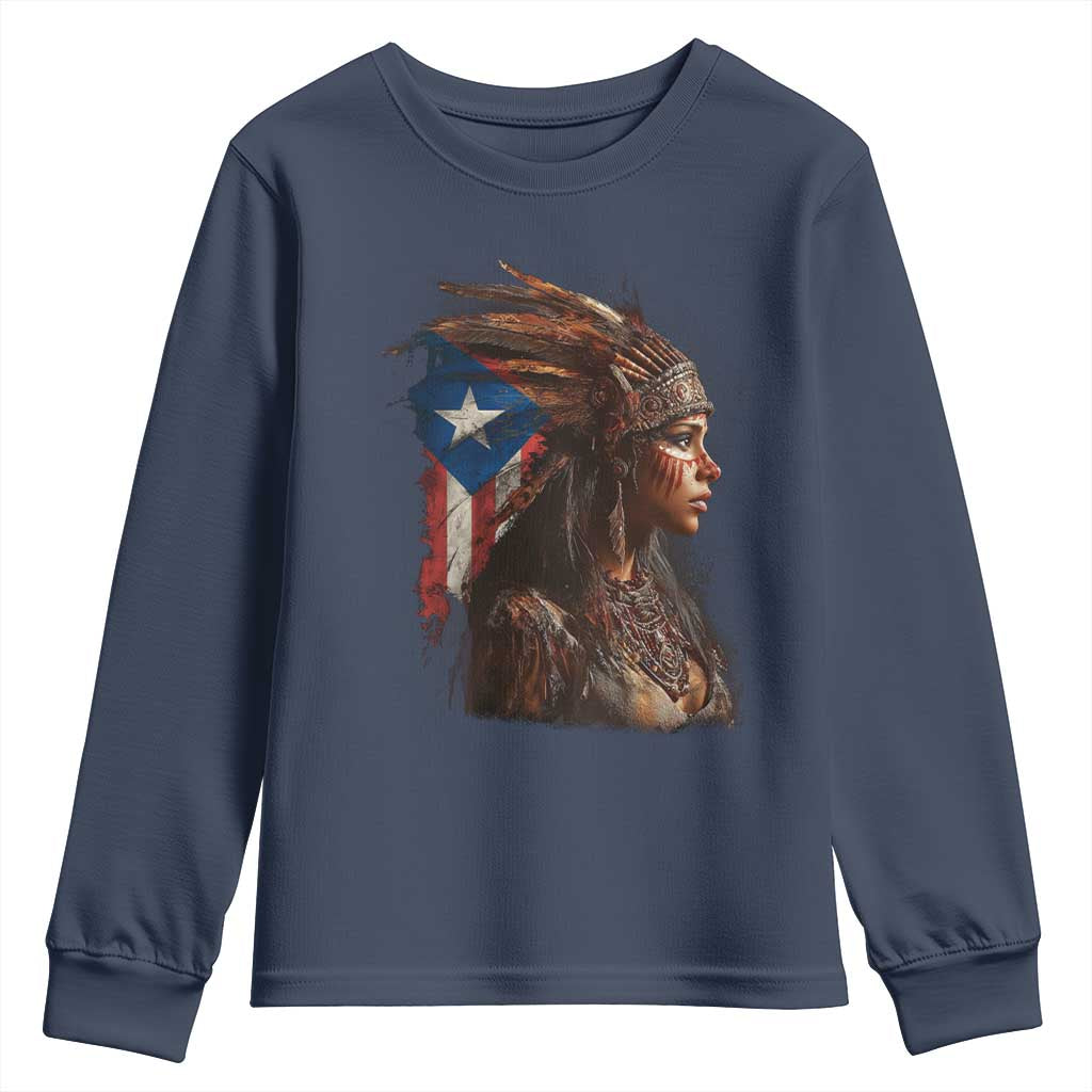 Puerto Rico Taino Warrior Woman Youth Sweatshirt Boricua Pride