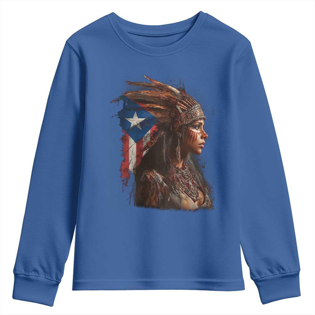 Puerto Rico Taino Warrior Woman Youth Sweatshirt Boricua Pride