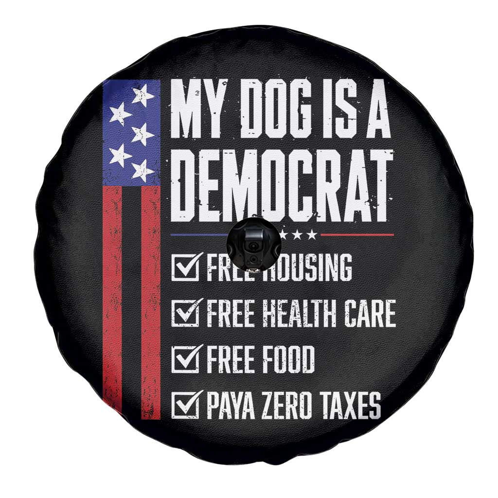 My Dog Is A Democrat Funny Political Satire Spare Tire Cover Patriotic Dog Lover Graphic Subtle FDT Humor