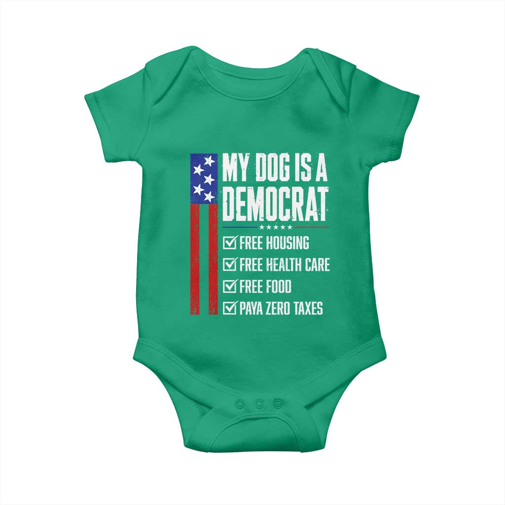 My Dog Is A Democrat Funny Political Satire Baby Onesie Patriotic Dog Lover Graphic Subtle FDT Humor